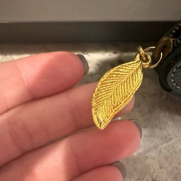 Celine Dark Green Textured Leather Coin Pouch with Gold Stamping - Picture 4 of 6